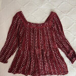 Francesca’s Red Floral Print Tunic Top